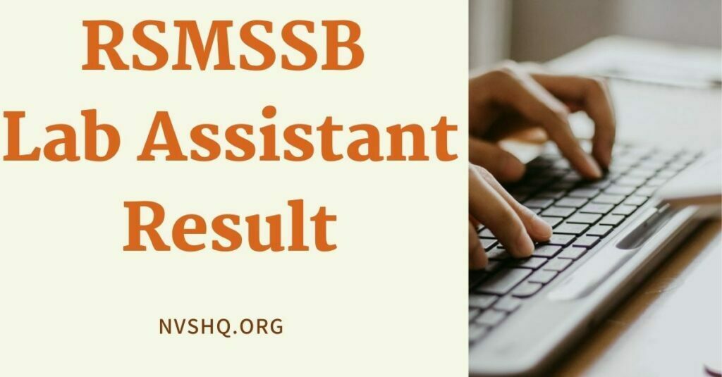 RSMSSB Lab Assistant Result