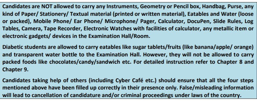 items-not-to-carry-NEET-exam-center
