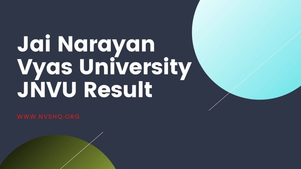 Jai Narayan Vyas University JNVU Result
