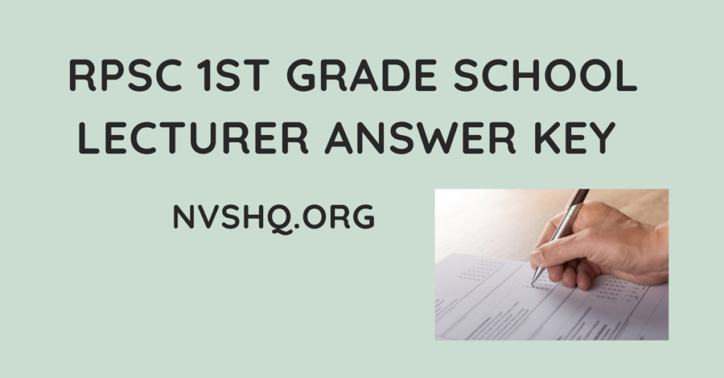RPSC 1st Grade School Lecturer Answer Keys