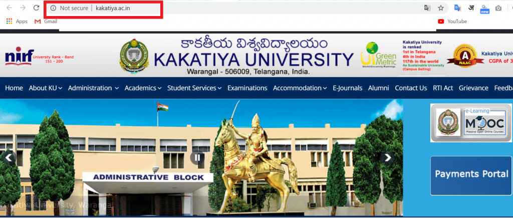 Kakatiya University time table portal
