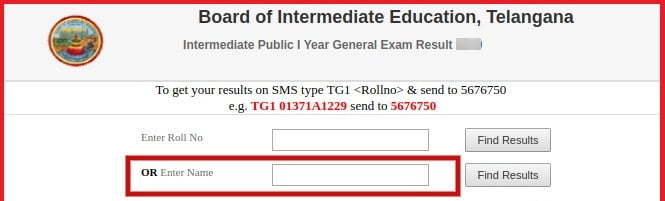 TS Inter 1st Year Result name wise