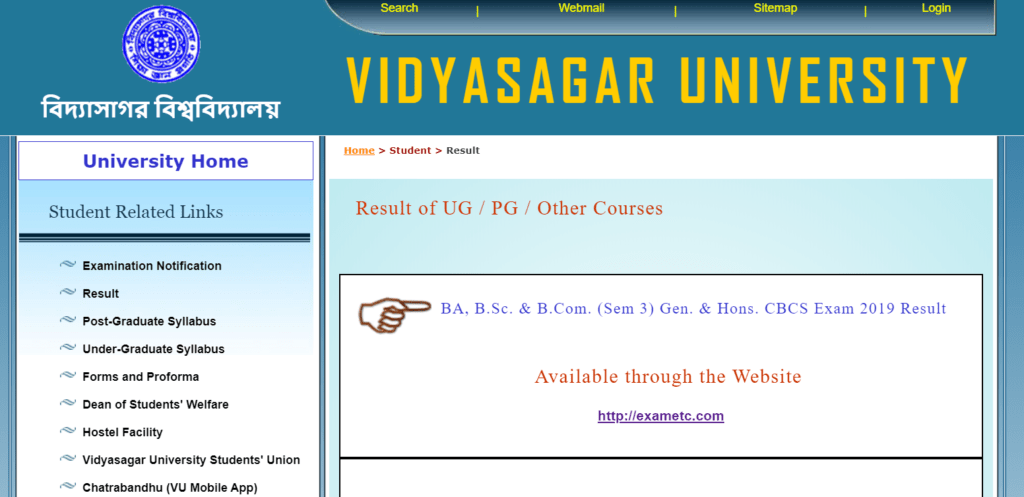 vidyasagar-university-result