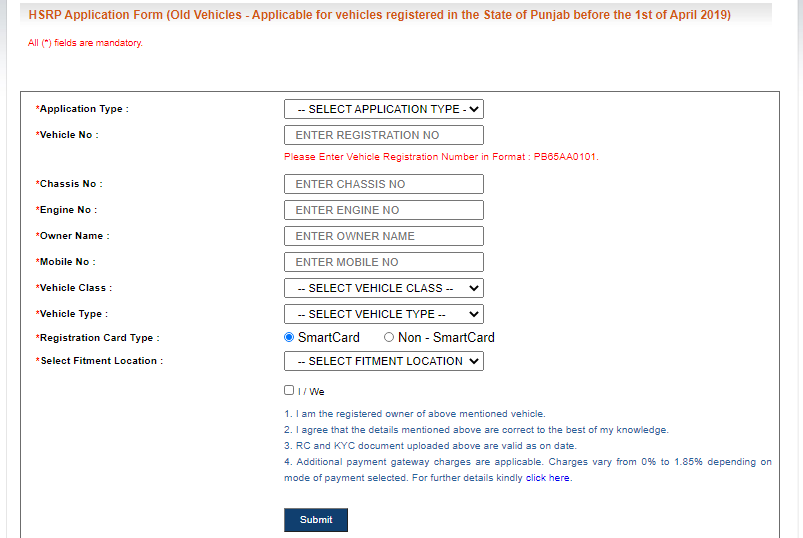 HSRP-Registration-Punjab