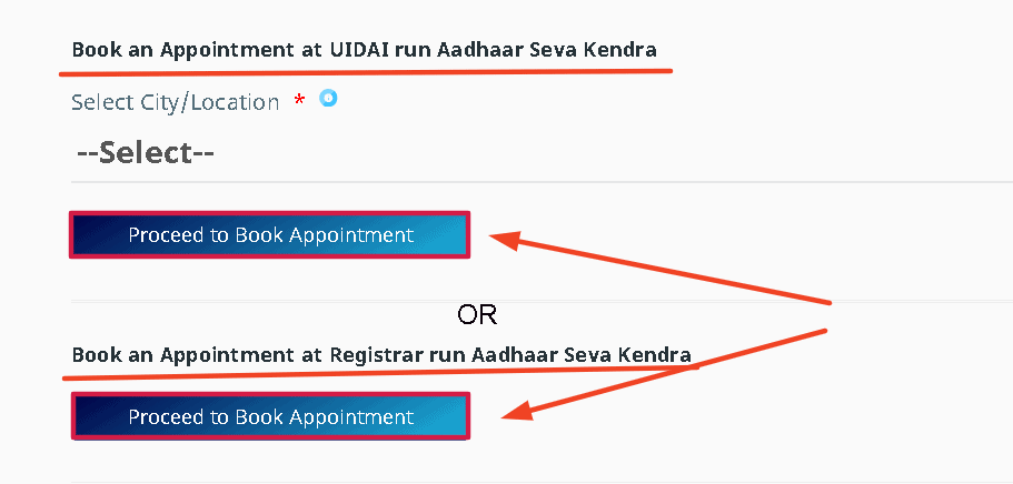 Aadhaar online appointment