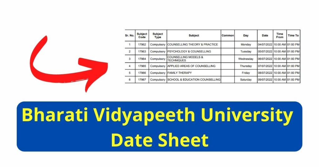 Bharati Vidyapeeth University Date Sheet