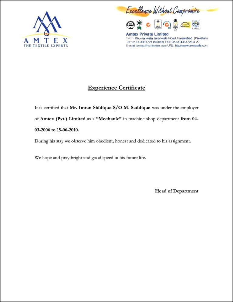 Experience Letter Format Sample How To Write Work Experience Letter 