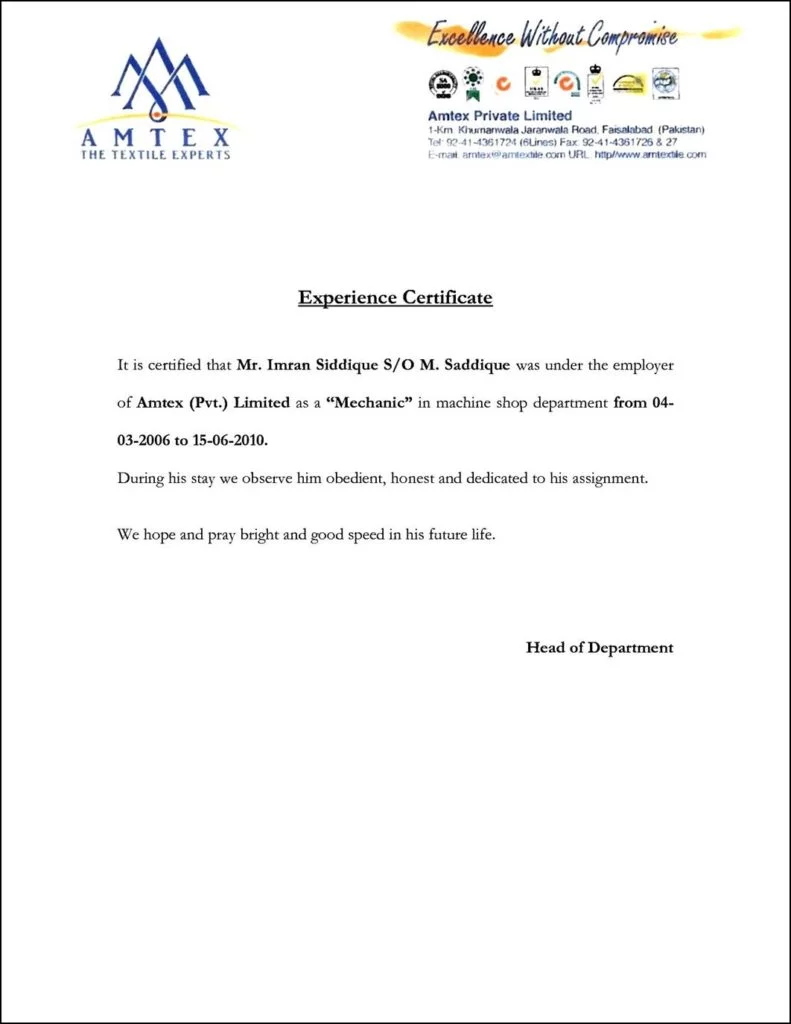 Experience Letter Format, Sample, How To Write Work Experience Letter? With Regard To Certificate Of Experience Template