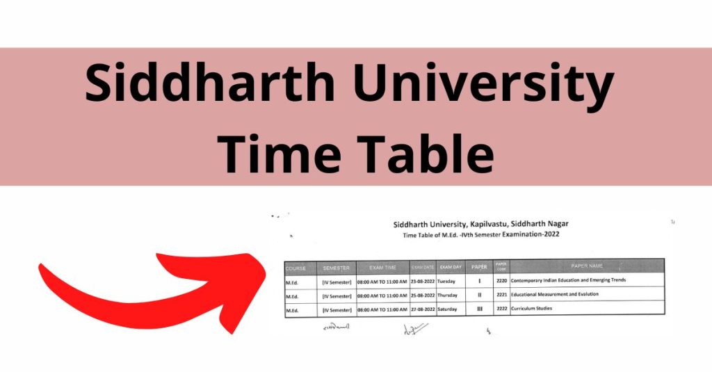 Siddharth University  Time Table