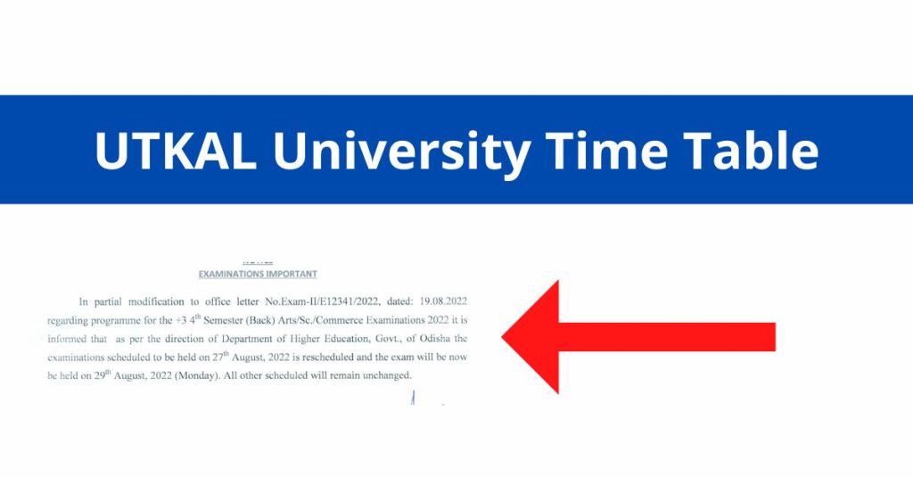 UTKAL University Time Table