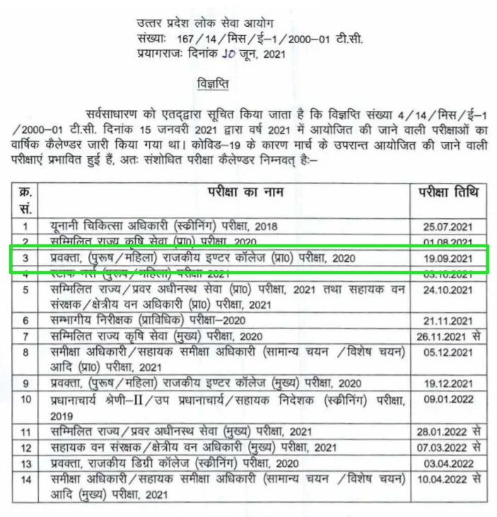 uppsc gic lecturer exam date