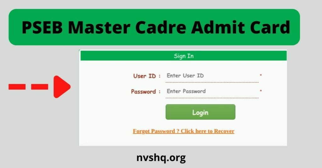 PSEB Master Cadre Admit Card