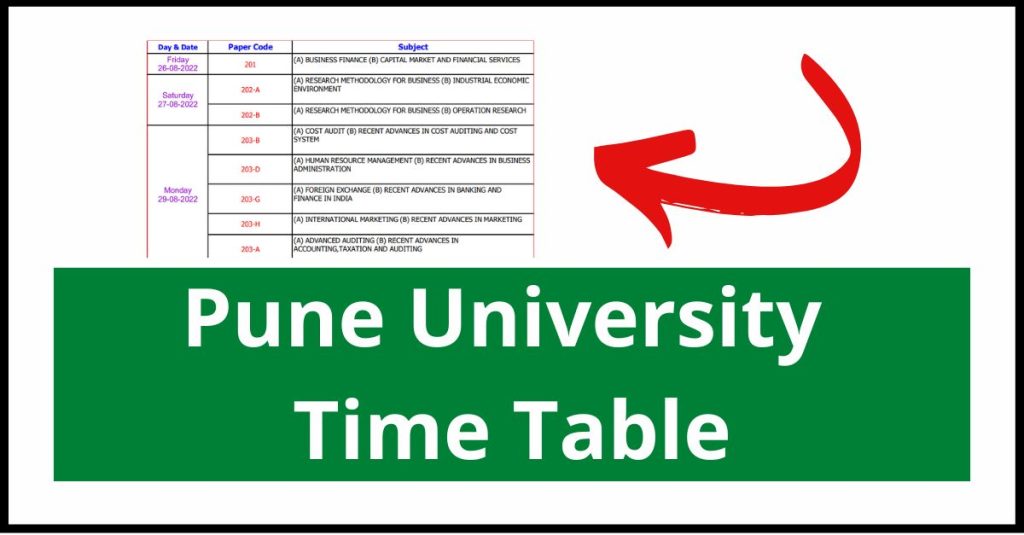 Pune University Time Table