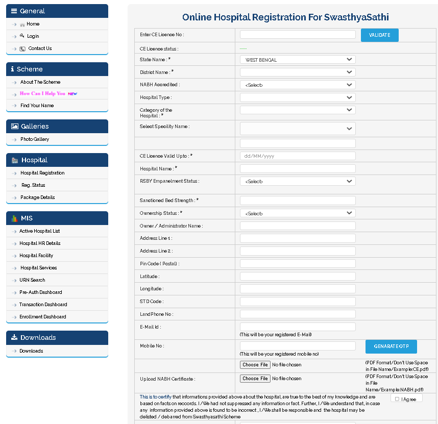 Swasthya Sathi Scheme hospital registration