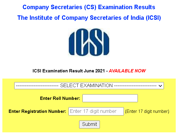 ICSI CS RESULT link 2021