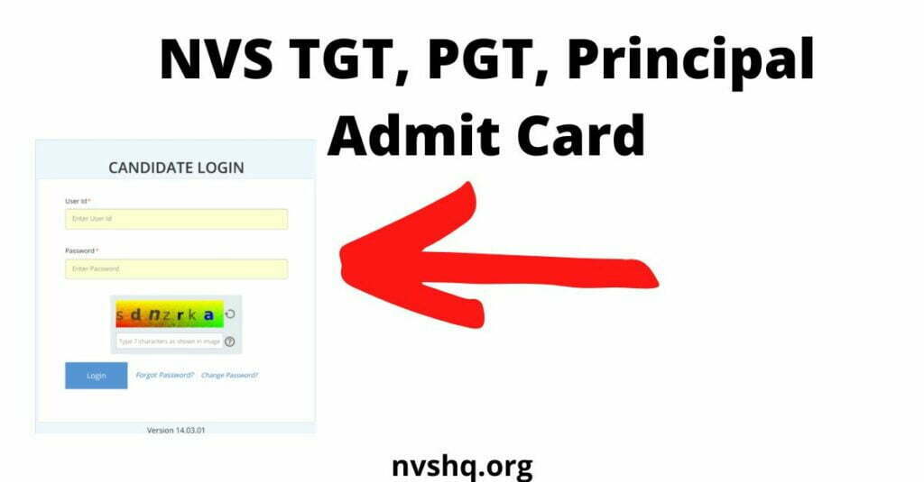 NVS TGT, PGT, Principal Admit Card