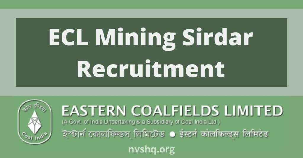 ECL Mining Sirdar Recruitment