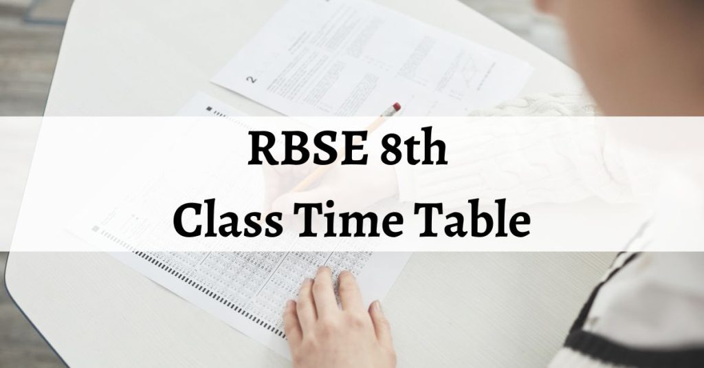 RBSE 8th Class Time Table