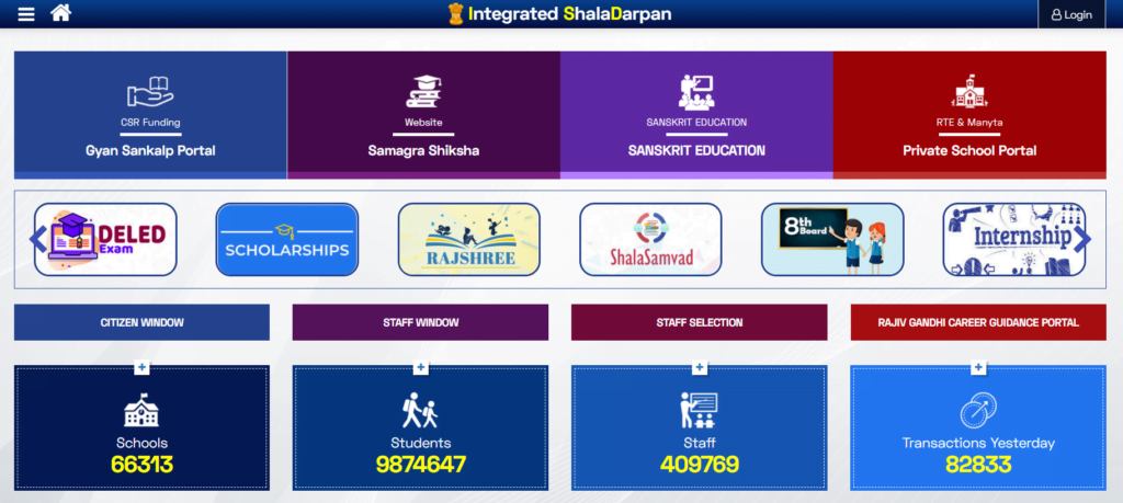 Services on Shaladarpan Portal 