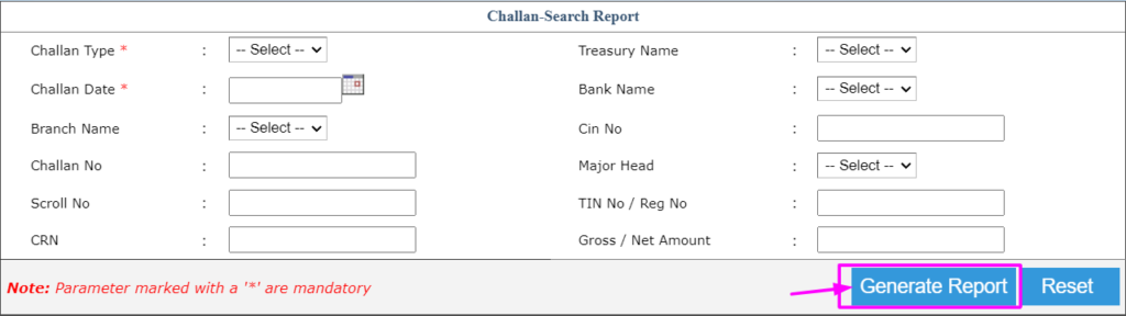 Challan Search Report process