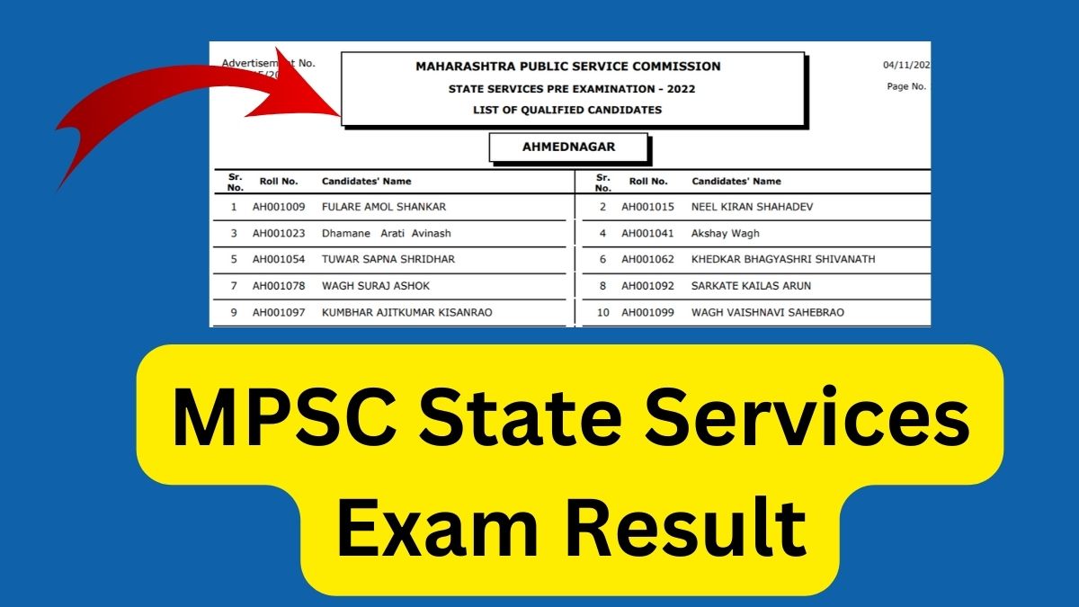 MPSC State Services Prelims Exam Result 2022 OUT Download here