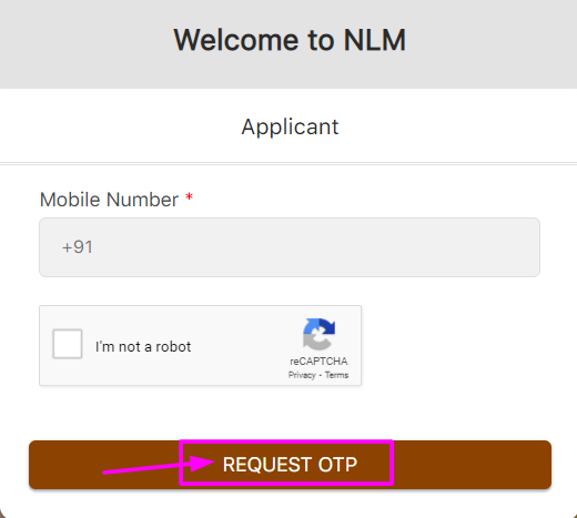 NLM Applicant Login page