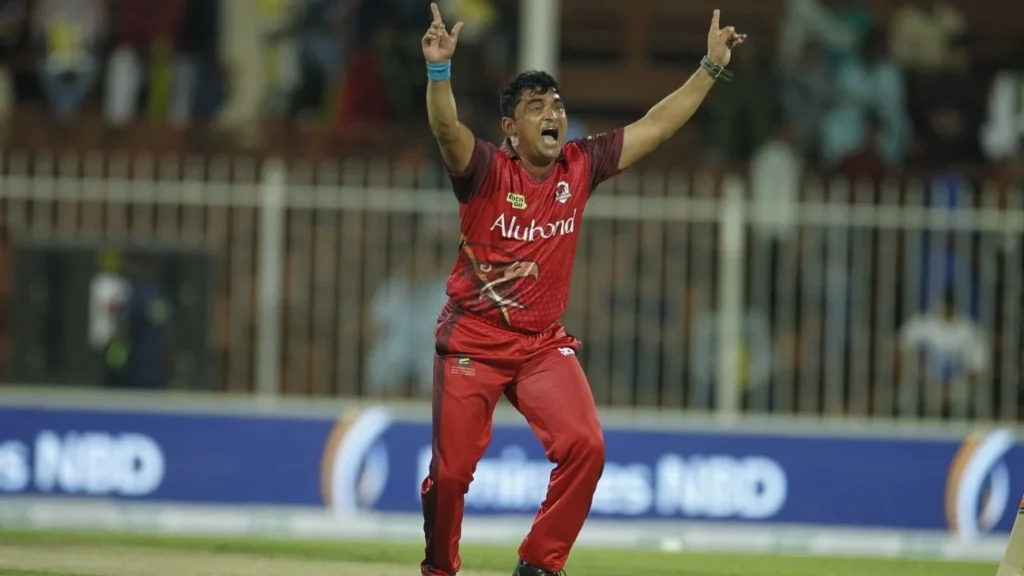 Tambe playing CPL 2020 for Trinbago Knight Riders