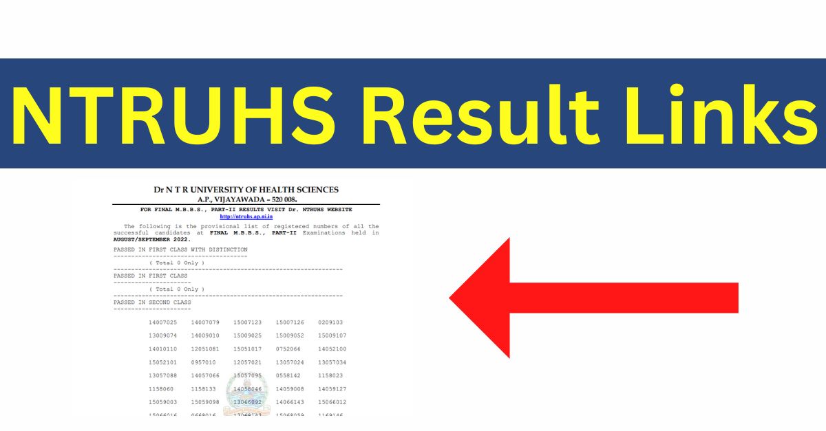 NTRUHS Result 2022 OUT UG PG Degree Diploma MBBS BDS BHMS