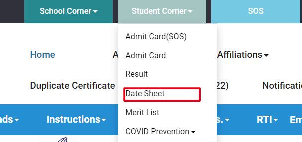 HPBOSE Date Sheet Option