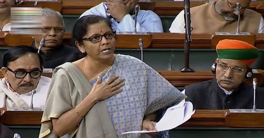 Sitharaman in the Indian Parliament