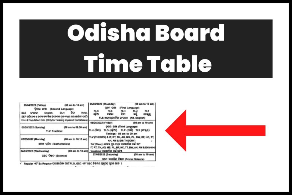 Odisha Board Time Table