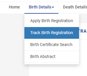 Tamil Nadu Track Birth Registration Option