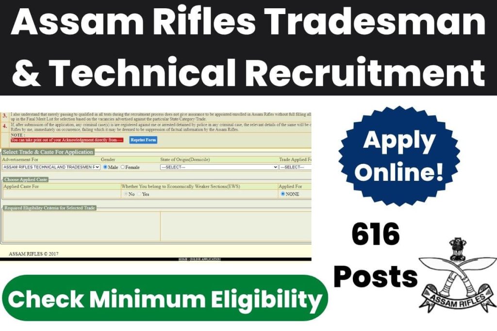 Assam Rifles Tradesman & Technical Recruitment