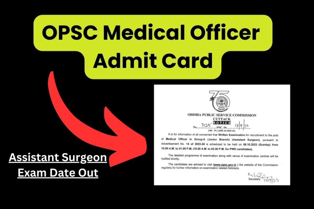 OPSC Medical Officer Admit Card