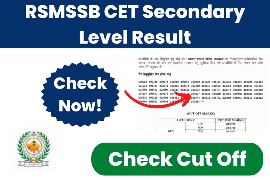 RSMSSB CET Secondary Level Result