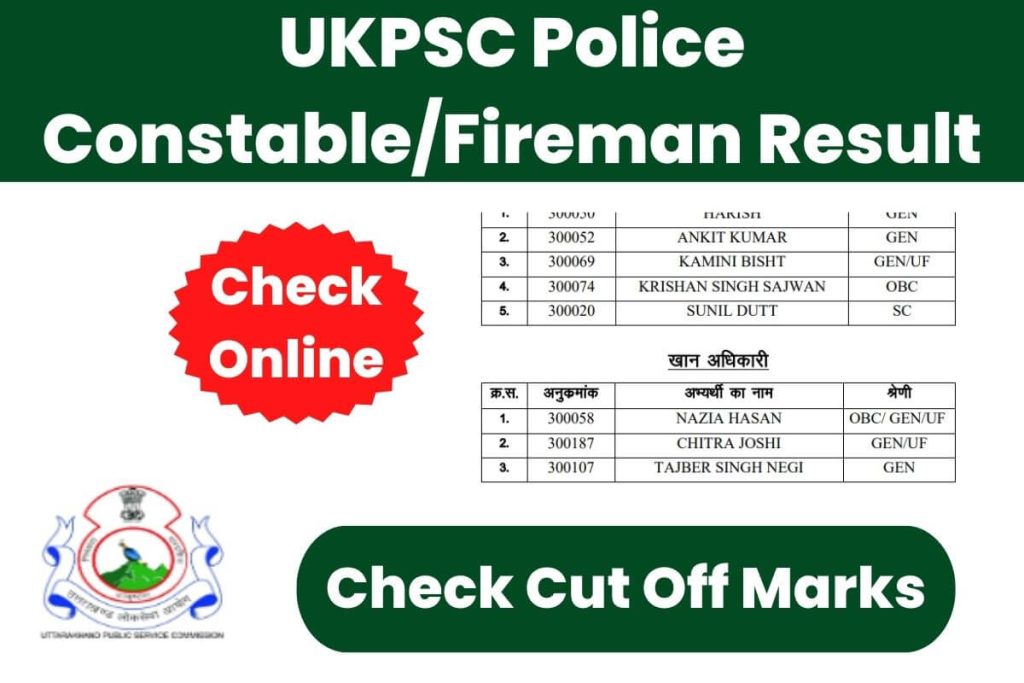 UKPSC Police Constable/Fireman Result