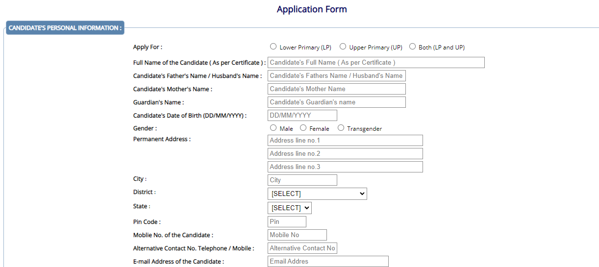 Assam STET Application Form