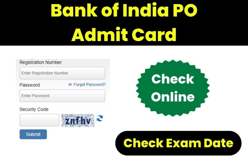 Bank of India PO Admit Card