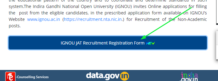 IGNOU JAT Recruitment Registration Form