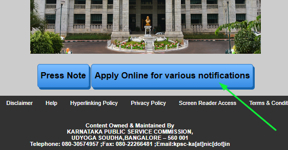 KPSC Apply Online for various notifications
