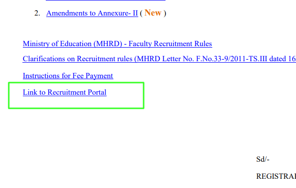 NITC Link to Recruitment Portal