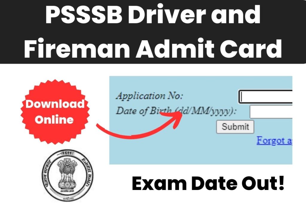 PSSSB Driver and Fireman Admit Card
