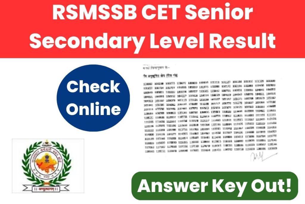 RSMSSB CET Senior Secondary Level Result
