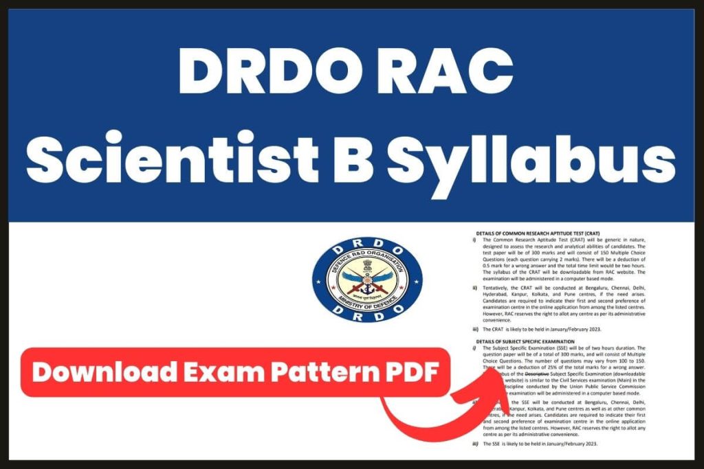 DRDO RAC Scientist B Syllabus 2023 & Exam Pattern PDF Download