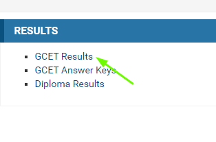 GCET Results Option