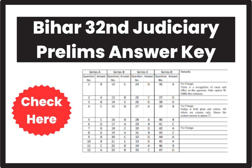 Bihar 32nd Judiciary Prelims Answer Key