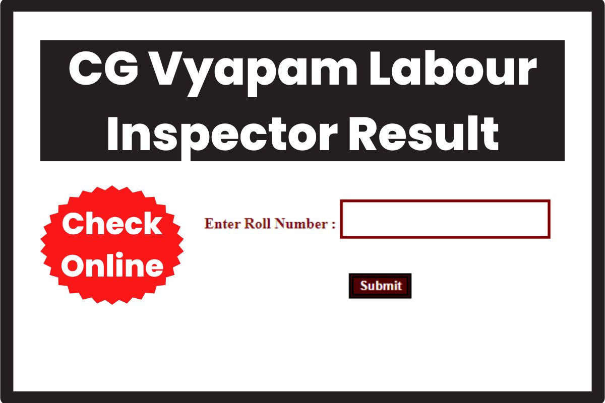 CG Vyapam Labour Inspector Result 2023 Answer Key Merit List