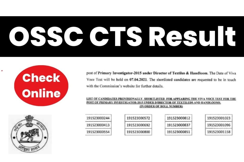 OSSC CTS Mains Result
