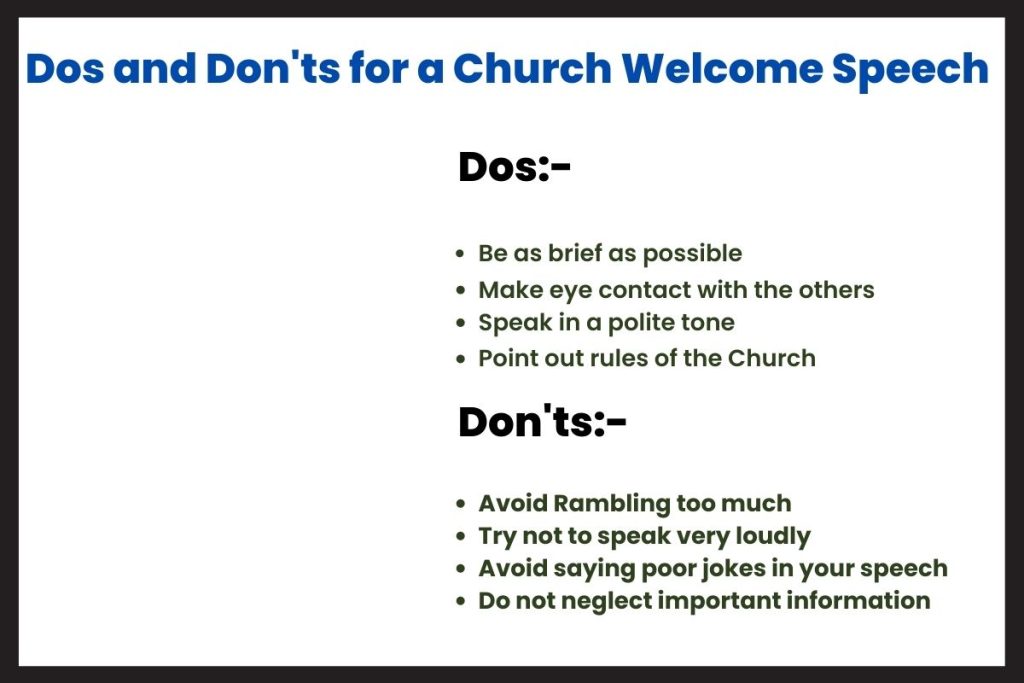 Dos and Don'ts for a Church Welcome Speech
