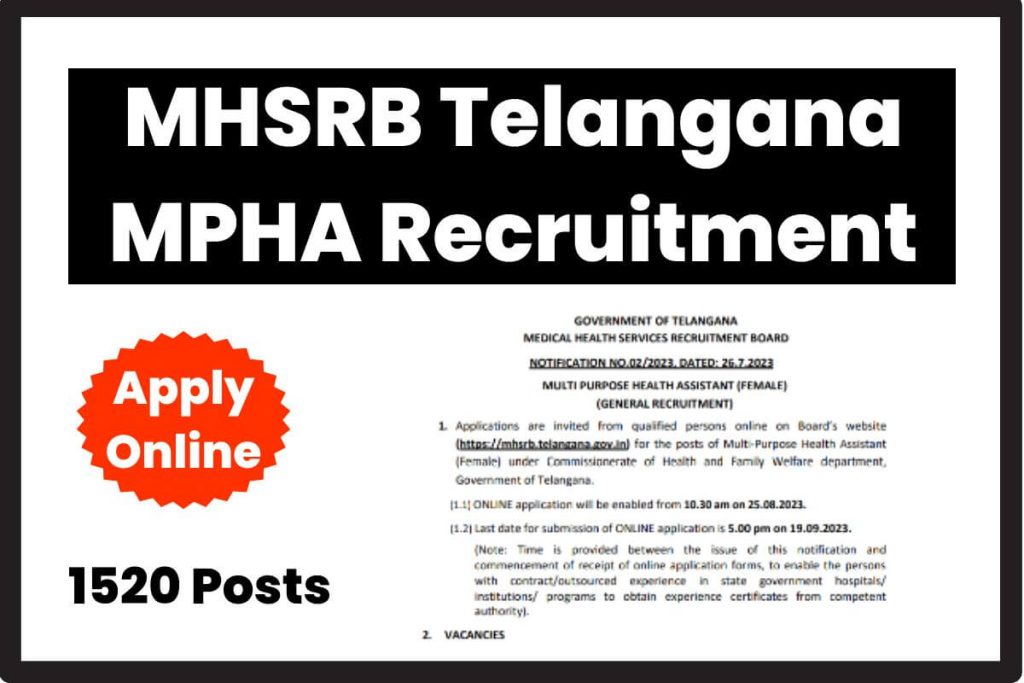 MHSRB Telangana MPHA Recruitment